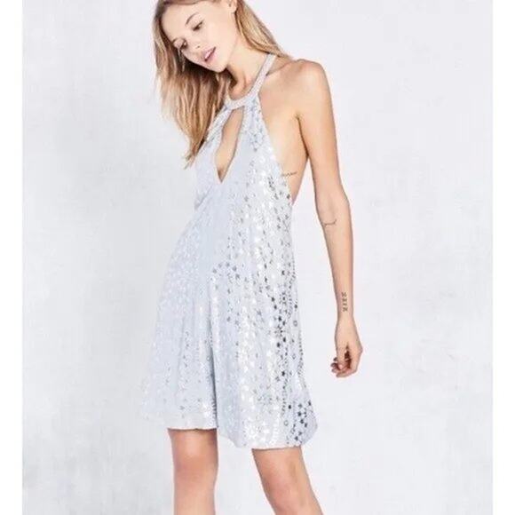 Kimchi Blue Corellia Beaded High-Neck Mini Dress Medium - Picture 2 of 12